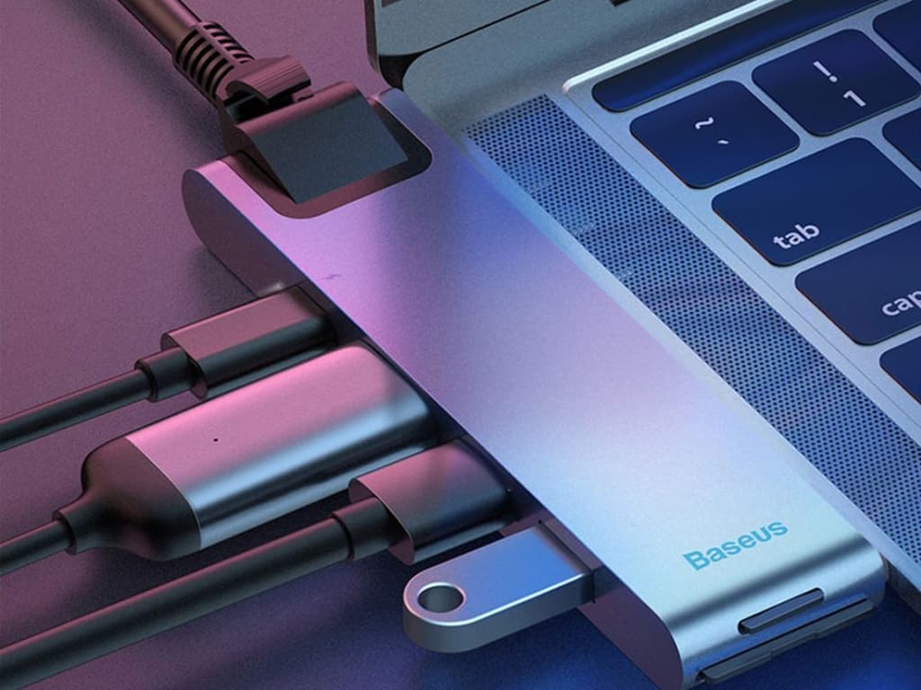 هاب 7 پورت تایپ سی بیسوس Baseus Thunderbolt 7 in 1 HUB 100W CAHUB-L0G — تصویر ۳