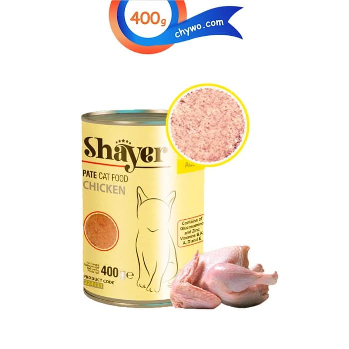 کنسرو گربه شایر طعم مرغ مدل پته ای وزن 400 گرم Shayer Pate Cat Food