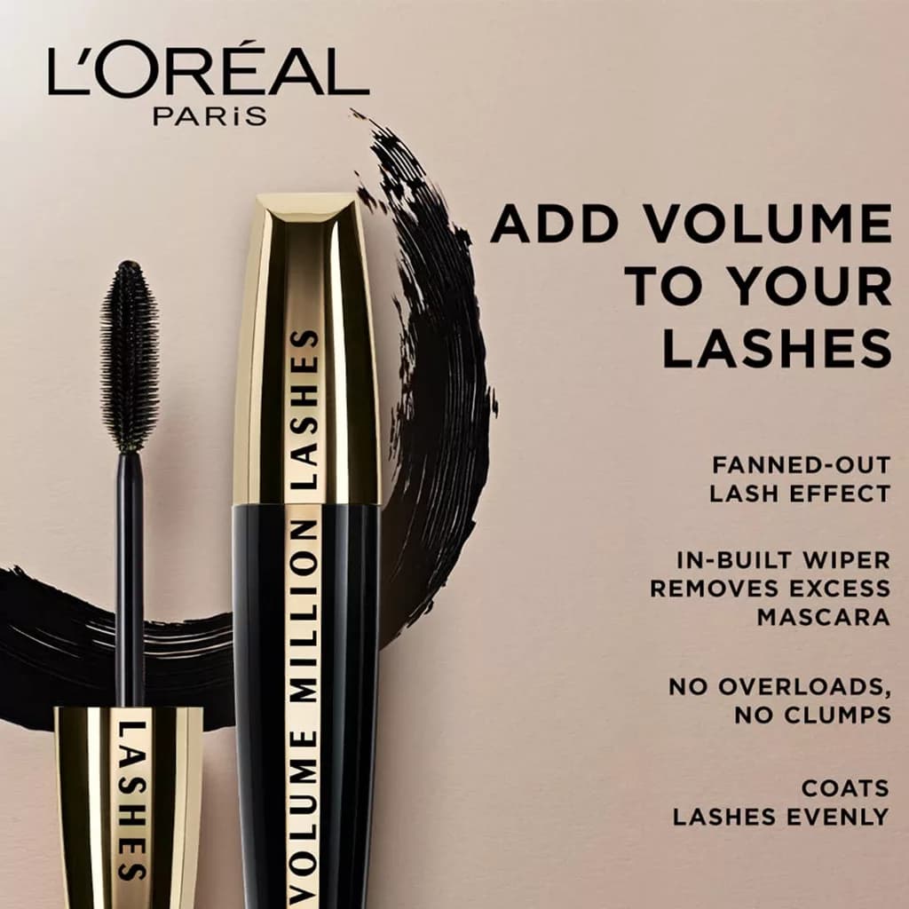 ریمل لورآل مدل VOLUME MILLION LASHES EXTRA-BLACK — تصویر ۶