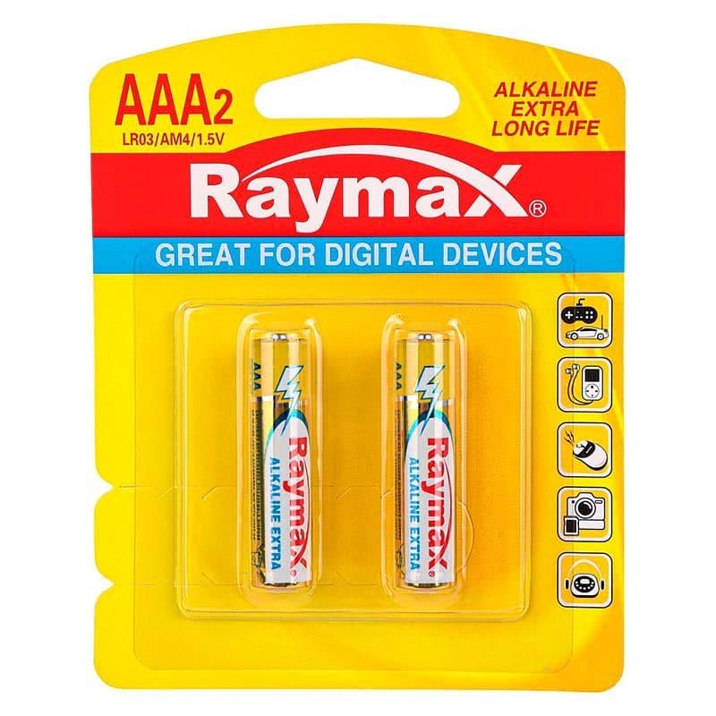 باطری نیم قلم آلکالاین 2 تایی کارتی RAYMAX