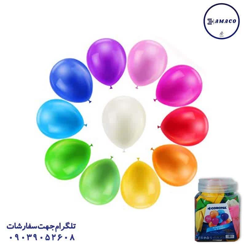 کرونا – تولد – بادکنک لاتکس تکرنگ 100 عددی دبه ای — تصویر ۲