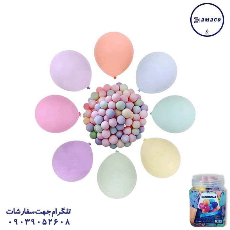کرونا – تولد – بادکنک لاتکس تکرنگ 100 عددی دبه ای — تصویر ۳