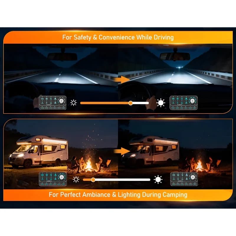 کنترل پنل و صفحه کلید فشاری 6 کلید (Auxbeam) با چراغ پس زمینه RGB مدل KS-80 — تصویر ۴