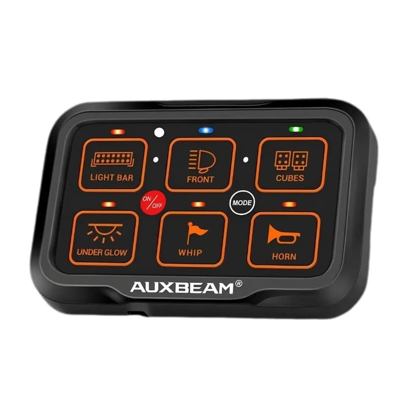 کنترل پنل و صفحه کلید فشاری 6 کلید (Auxbeam) با چراغ پس زمینه RGB مدل AR-600 — تصویر ۲