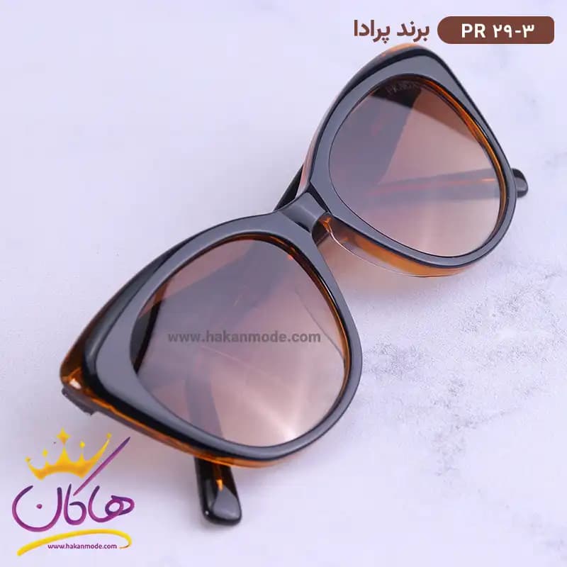 عینک آفتابی پرادا زنانه گربه ای قهوه ای pr29 — تصویر ۸
