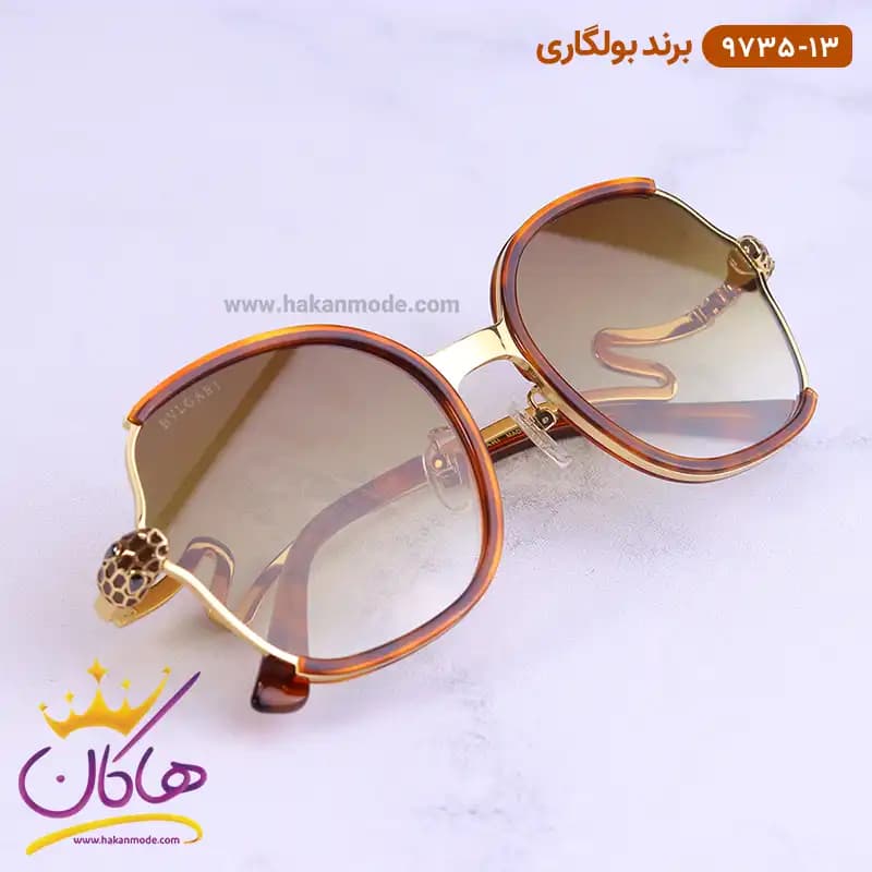 عینک آفتابی بولگاری زنانه گرد قهوه ای 9735/13 — تصویر ۸