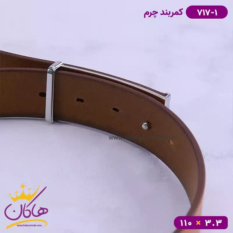 کمربند چرم مردانه عسلی کوچک کد 717/1 — تصویر ۴