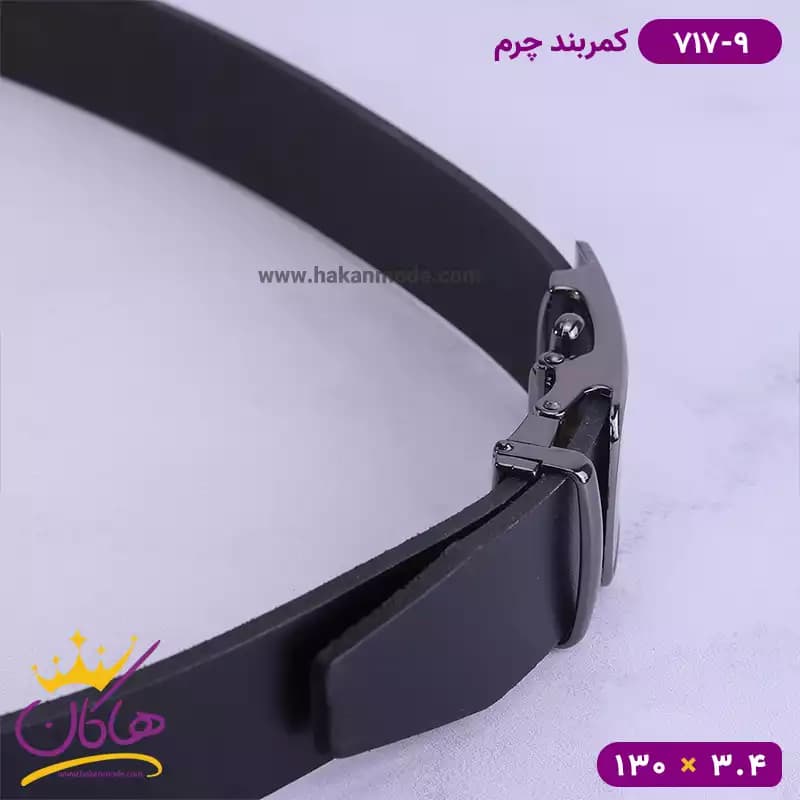 کمربند چرم مردانه مشکی کد 717/9 — تصویر ۵