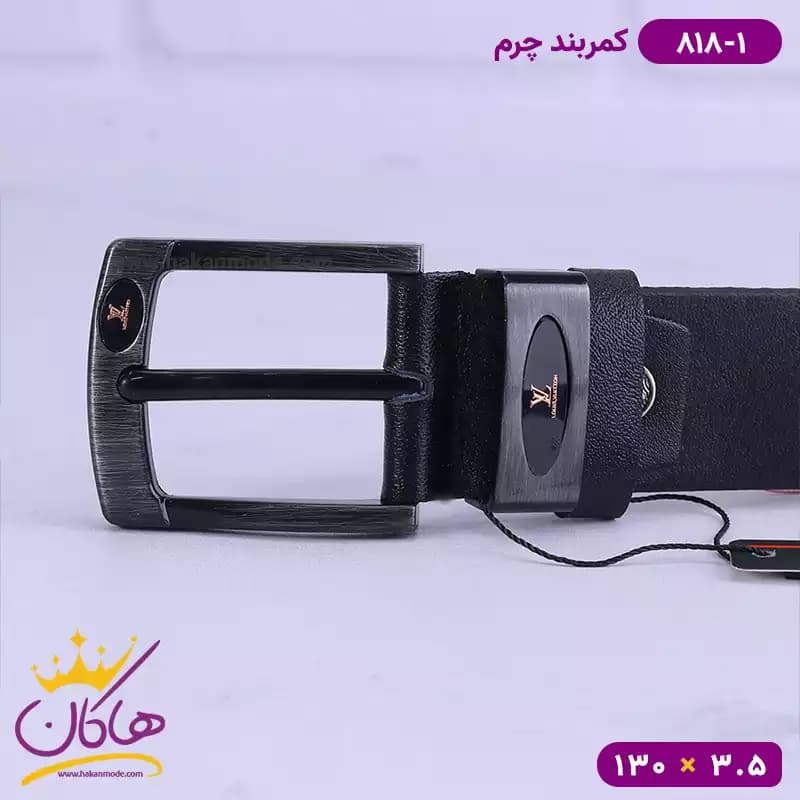 کمربند چرم مردانه مشکی کد 818/1 — تصویر ۴