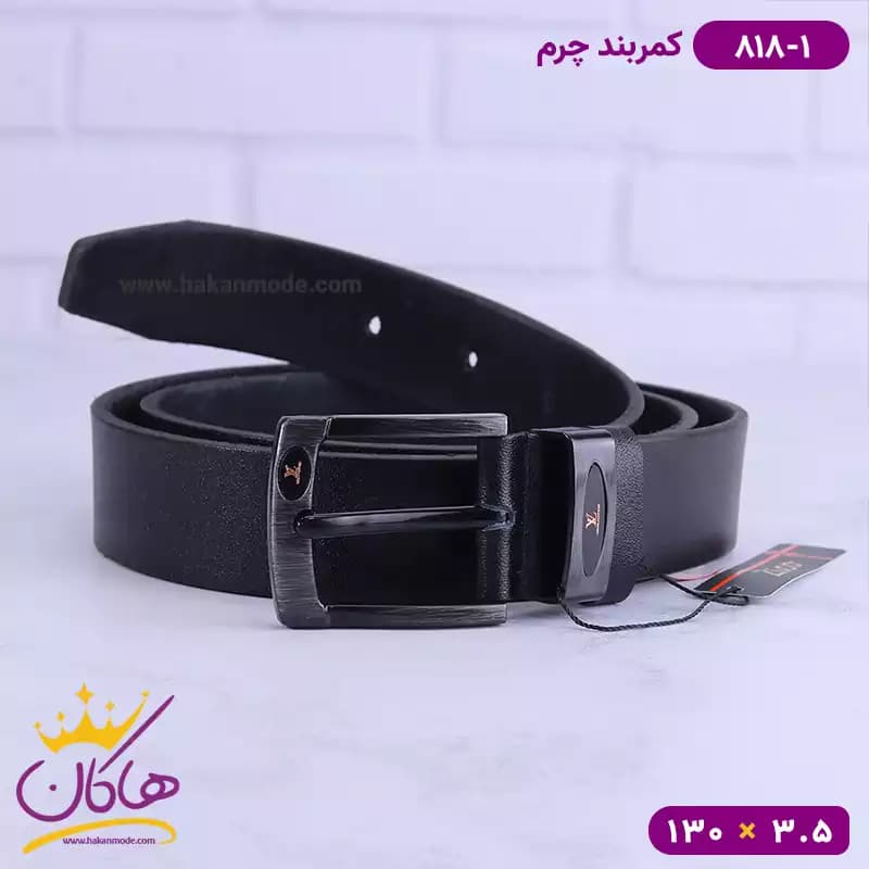 کمربند چرم مردانه مشکی کد 818/1