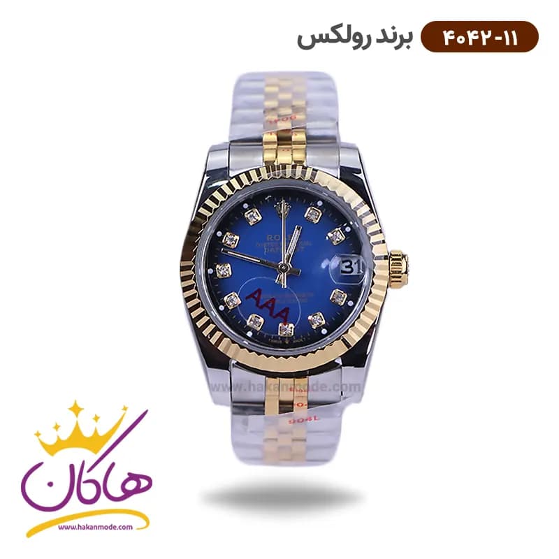 ساعت رولکس زنانه فلزی دیت جاست صفحه آبی 4042/11
