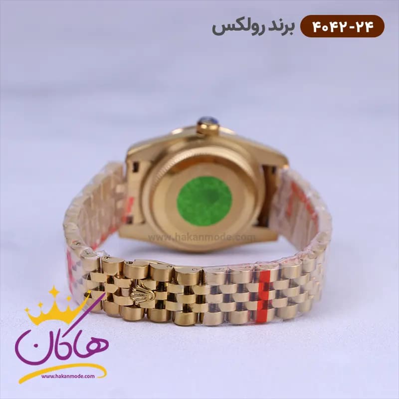 ساعت رولکس زنانه فلزی دیت جاست طلایی صفحه سبز 4042/24 — تصویر ۳