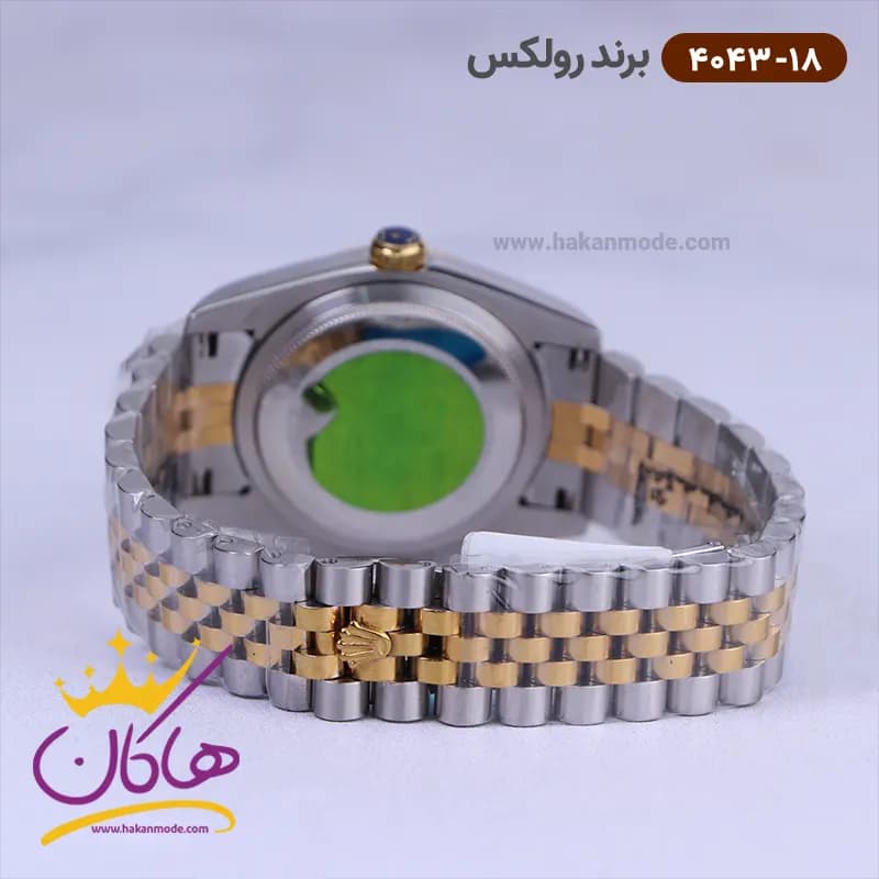 ساعت رولکس مردانه فلزی دیت جاست صفحه قهوه ای کد 4043/18 — تصویر ۳