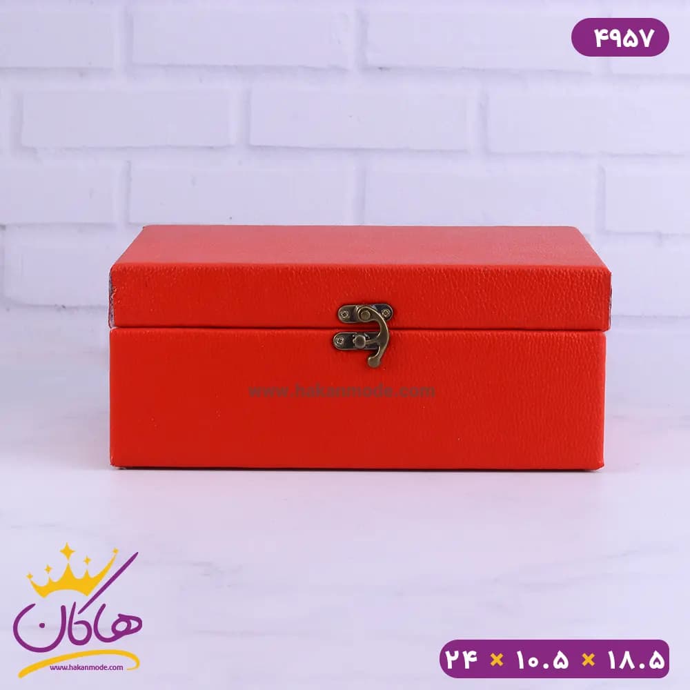 جعبه هدیه طرح چرم قرمز | کد 4957