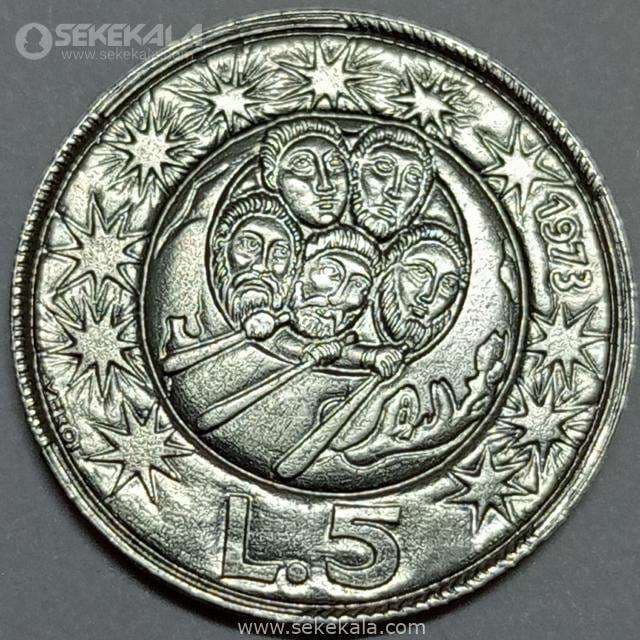 سکه 5 لیره سن مارینو 1973 (UNC)(کمیاب)