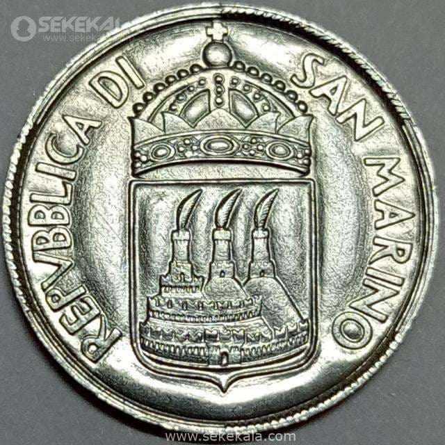 سکه 5 لیره سن مارینو 1973 (UNC)(کمیاب) — تصویر ۲