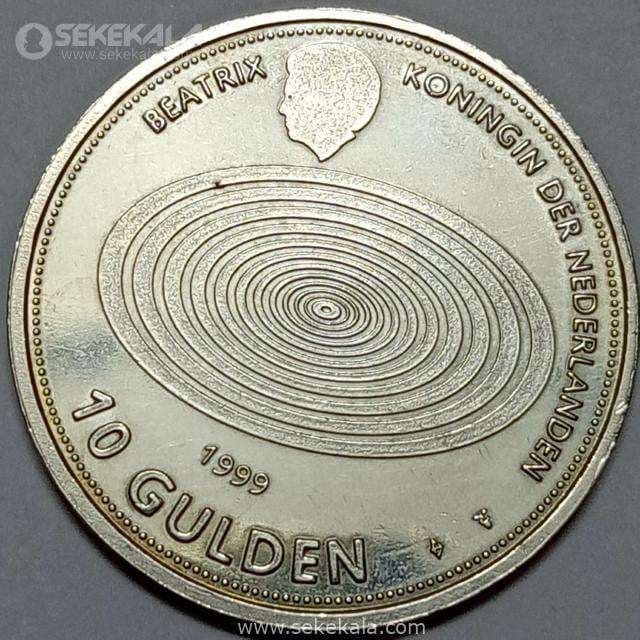 سکه 10 گولدن نقره یادبودی هلند 1999