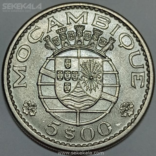 سکه 5 اسکودو موزامبیک مستعمره پرتغال 1973 (UNC)