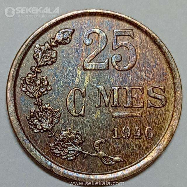 سکه 25 سنتیم کمیاب لوکزامبورگ 1946 — تصویر ۲