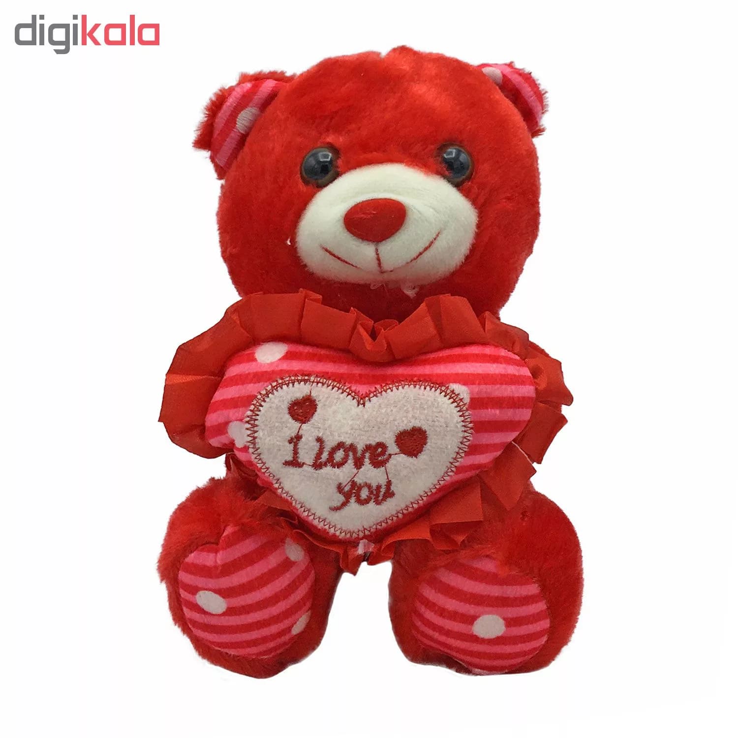 عروسک طرح خرس I LOVE YOU کد 854 ارتفاع 23 سانتی متر — تصویر ۲