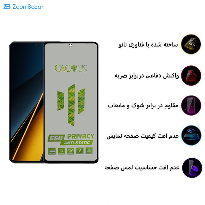 گلس پرایوسی اپیکوی مدل Cactus-ESD-Privacy مناسب برای گوشی موبایل شیائومی Poco X6 Pro/X6/M6 Pro 4G — تصویر ۶
