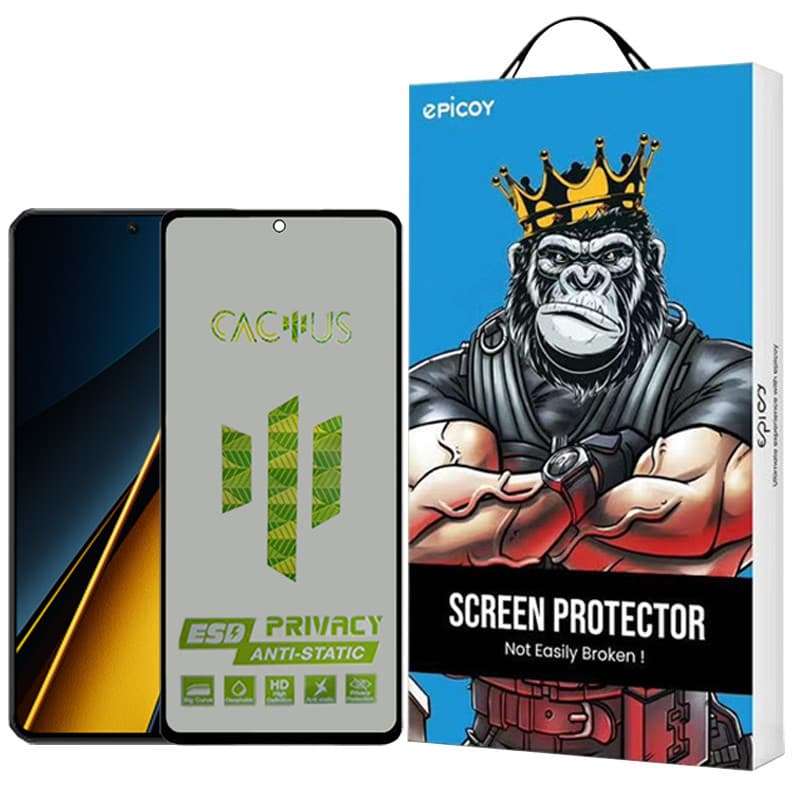 گلس پرایوسی اپیکوی مدل Cactus-ESD-Privacy مناسب برای گوشی موبایل شیائومی Poco X6 Pro/X6/M6 Pro 4G