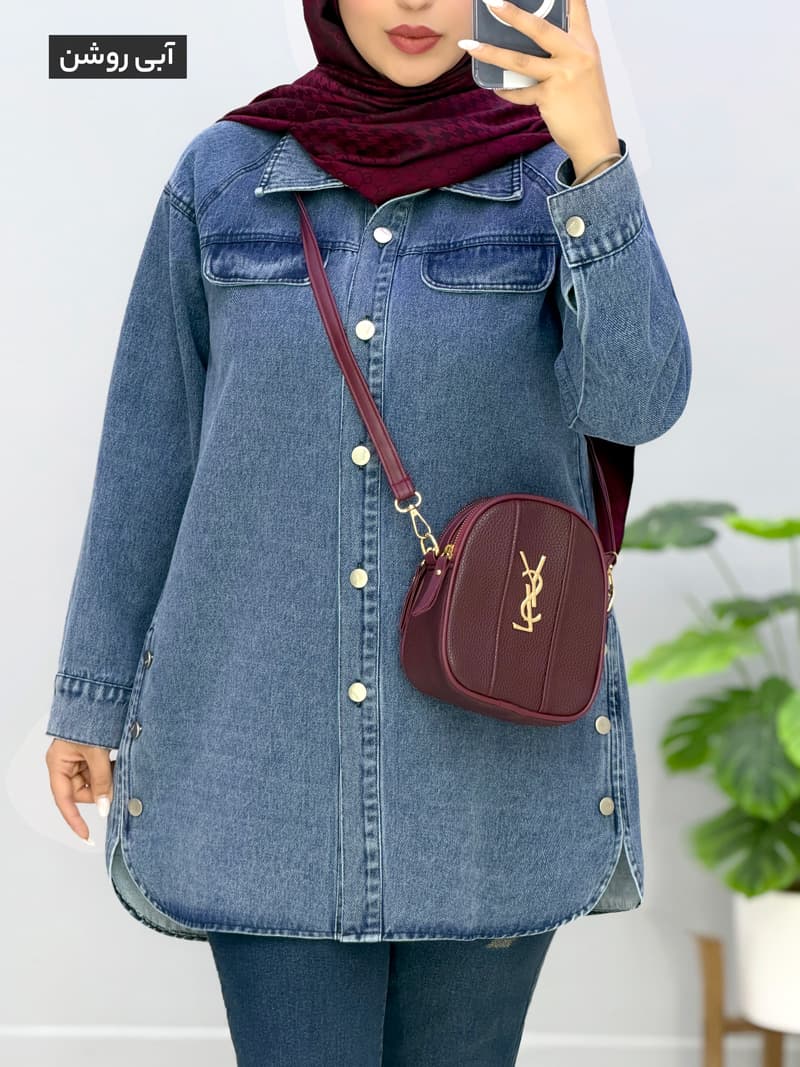 مانتو جلودکمه جین آتیلا کد 227813 — تصویر ۲