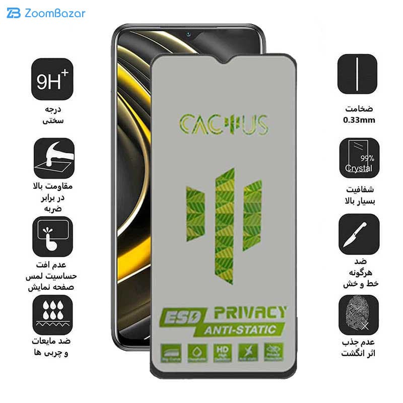 گلس پرایوسی اپیکوی مدل Cactus-ESD-Privacy مناسب برای گوشی موبایل شیائومی Poco M3 / Poco M2 / Poco M2 Reloaded — تصویر ۷