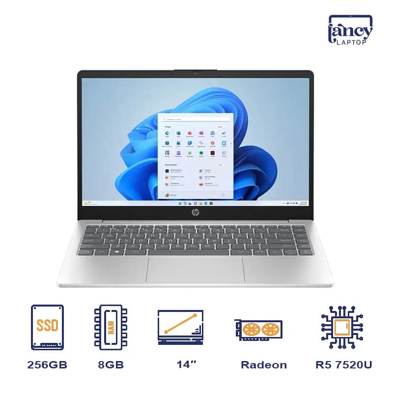 لپ تاپ اپن باکس 14 اینچی اچ پی 14-fc Ryzen 5 7520U 8GB DDR4 256GB SSD AMD Radeon Graphics FHD