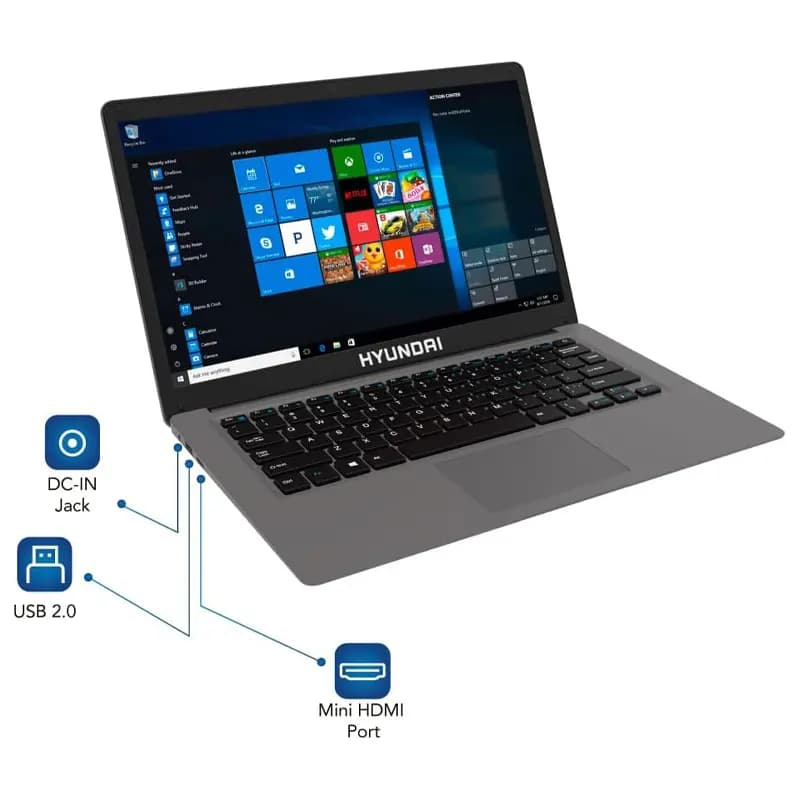 لپ تاپ هیوندای HYUNDAI Hybook | Celeron N4020 | 4G | 128G | INTEL UHD | 14”HD (اپن باکس) — تصویر ۲