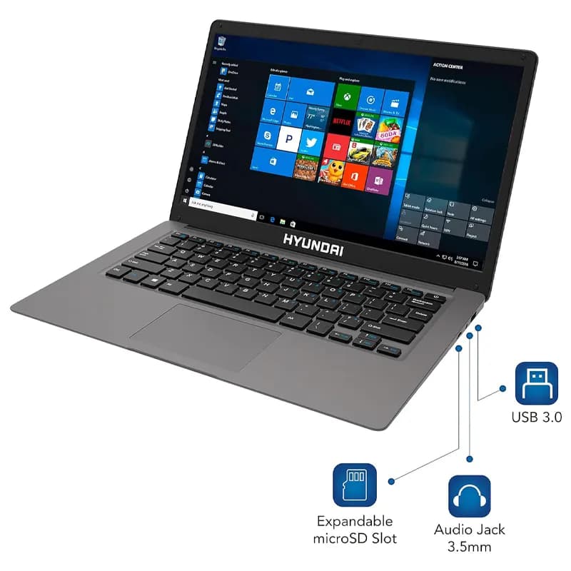 لپ تاپ هیوندای HYUNDAI Hybook | Celeron N4020 | 4G | 128G | INTEL UHD | 14”HD (اپن باکس) — تصویر ۵