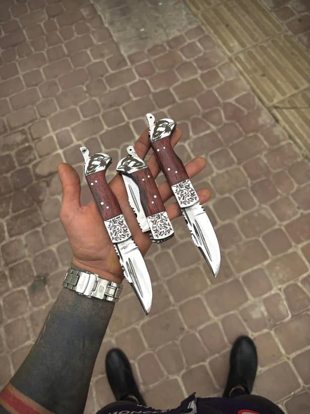 چاقو دنده ای مطهر دسته پادوک (اصل زنجان)