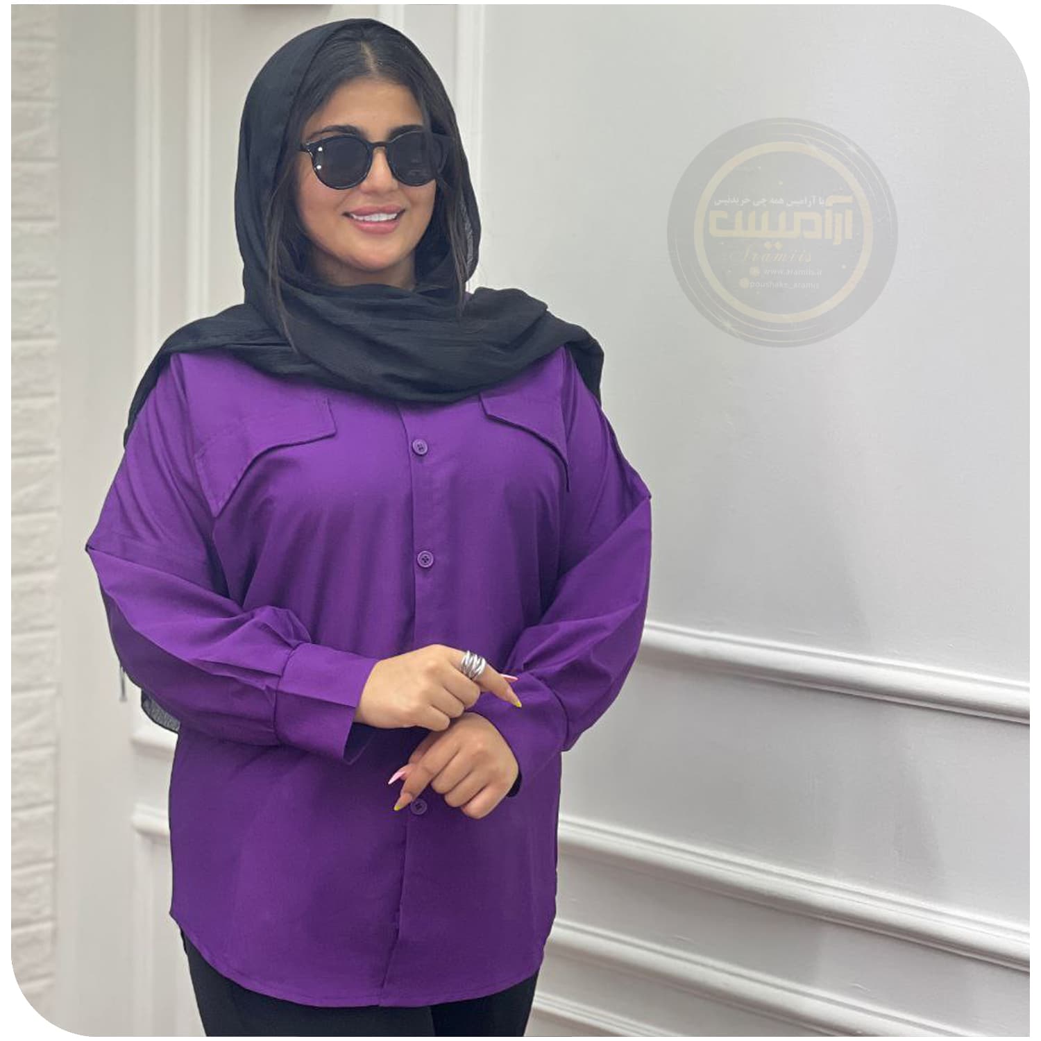 شومیز مانتویی داکرون رنگی — تصویر ۴