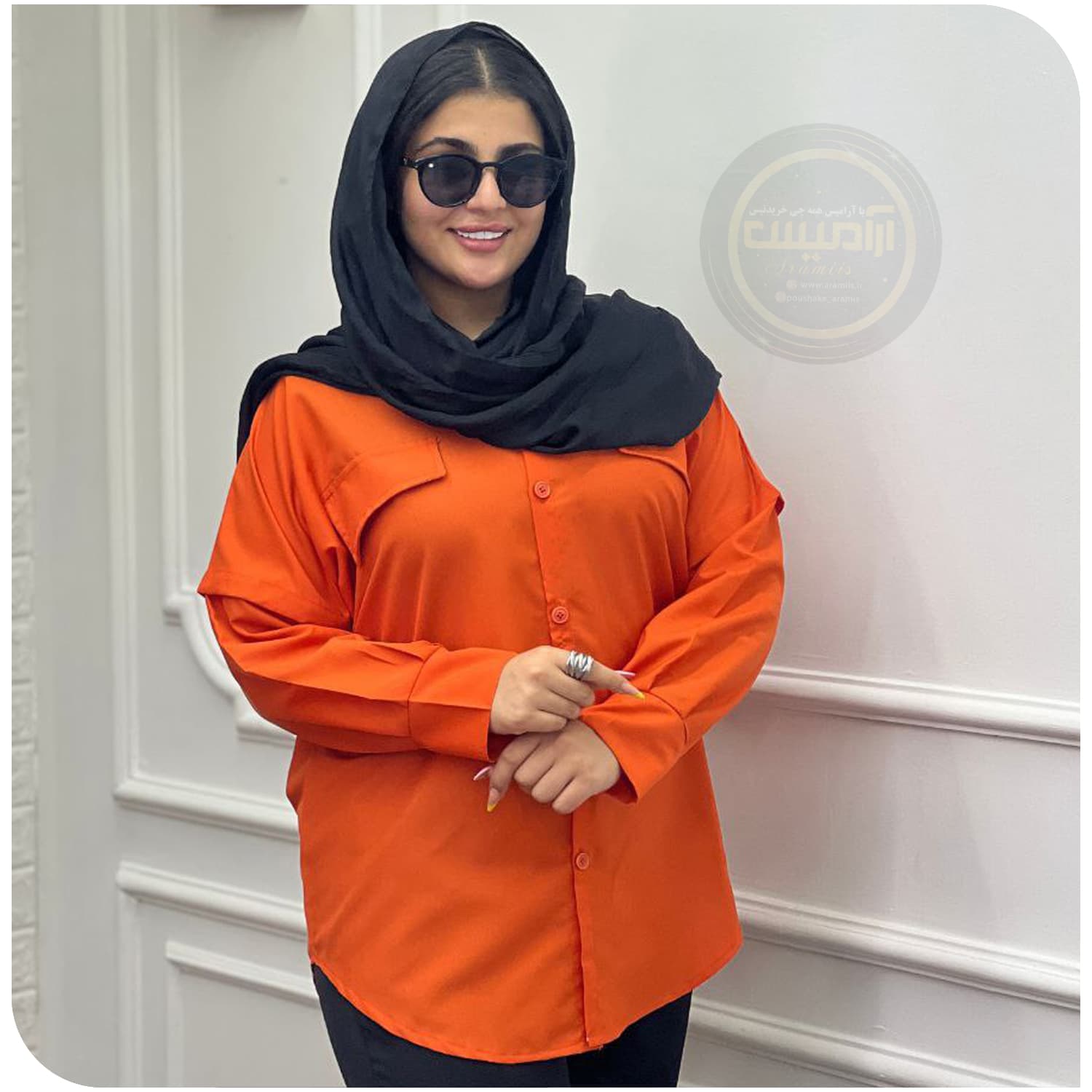 شومیز مانتویی داکرون رنگی — تصویر ۳