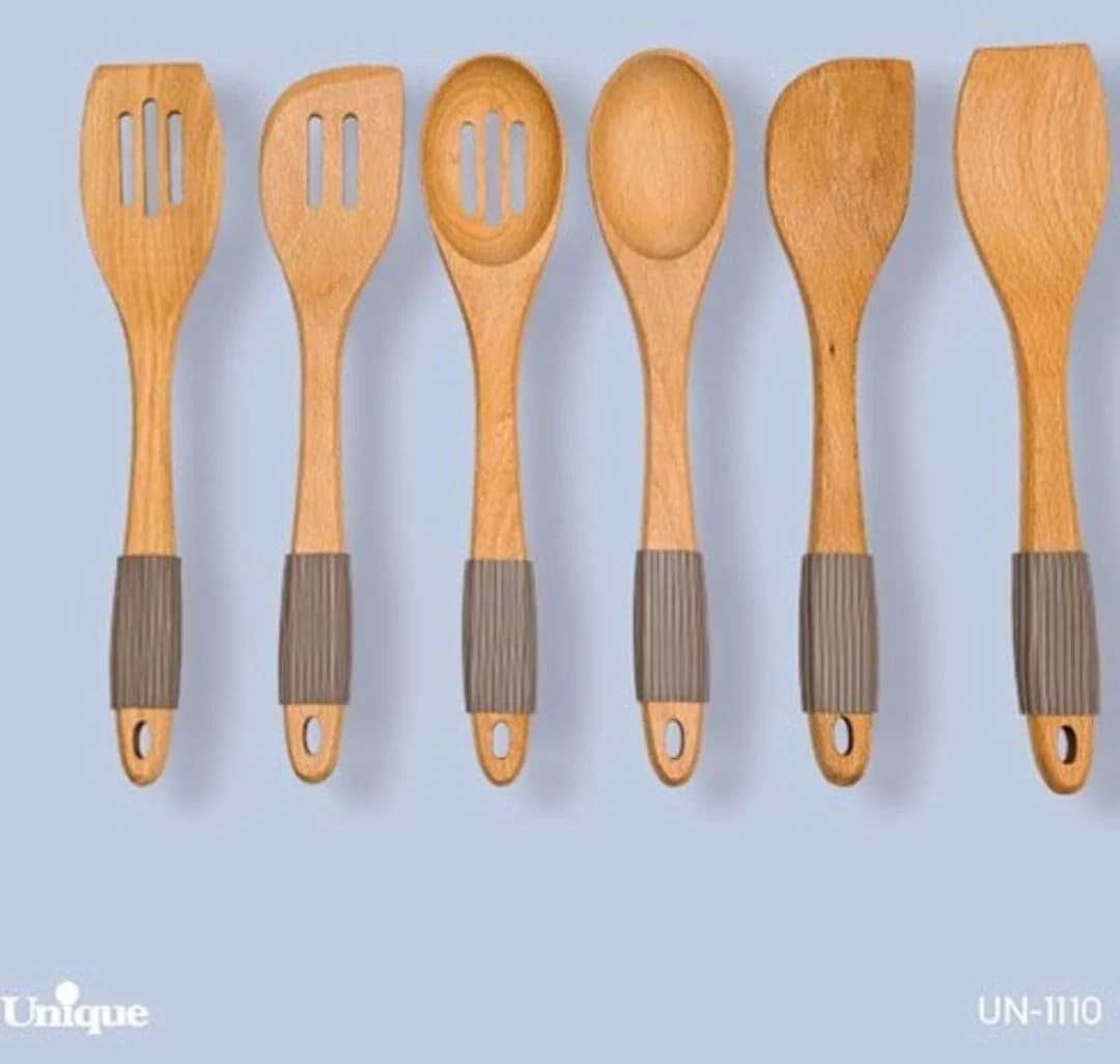 کفگیروملاقه یونیک تک چوبی دسته سیلیکون کد un-1110