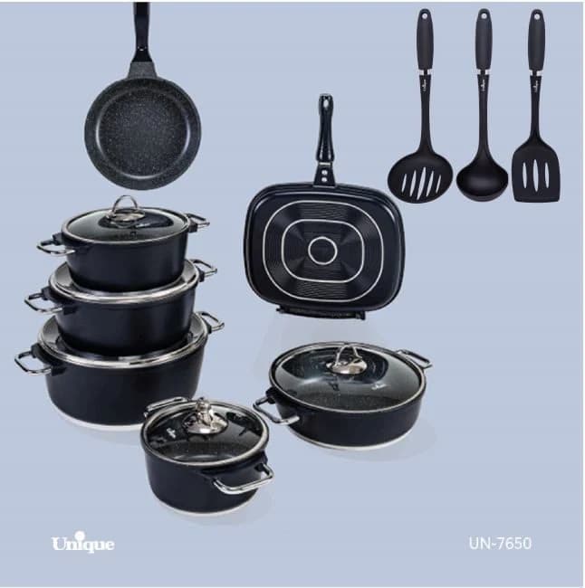 سرویس قابلمه 16 پارچه یونیک سرمه ای مدل مونیخ کد un-7650