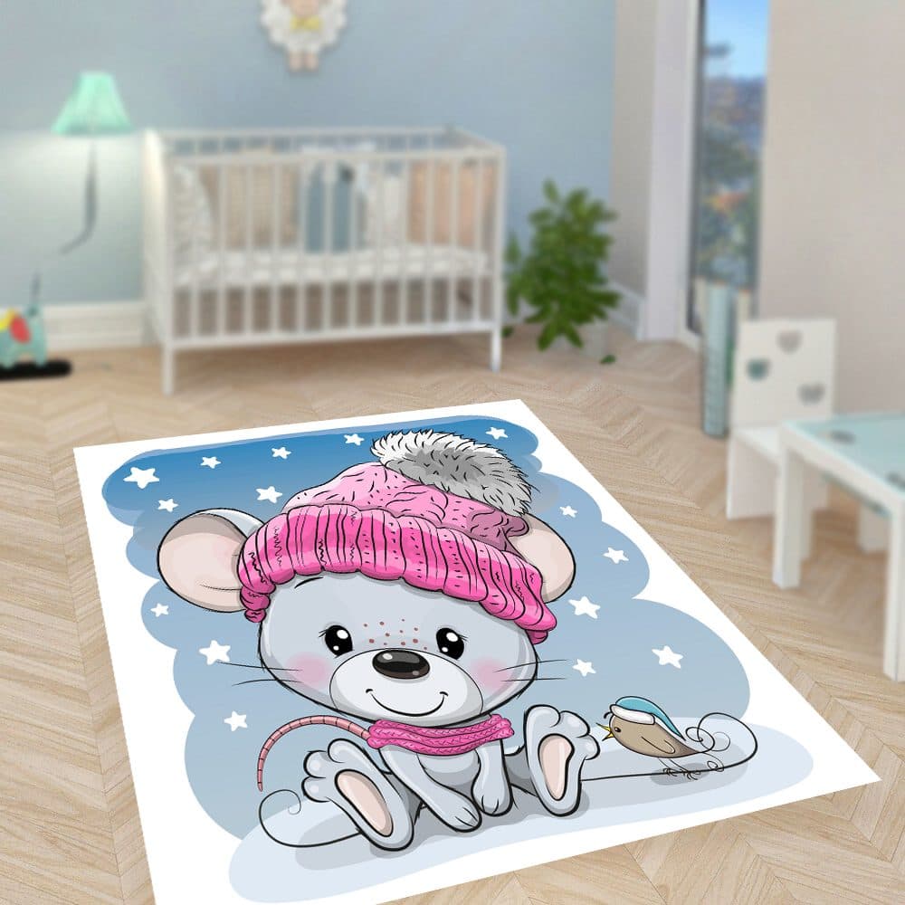 فرشینه طرح کودک خرس در برف