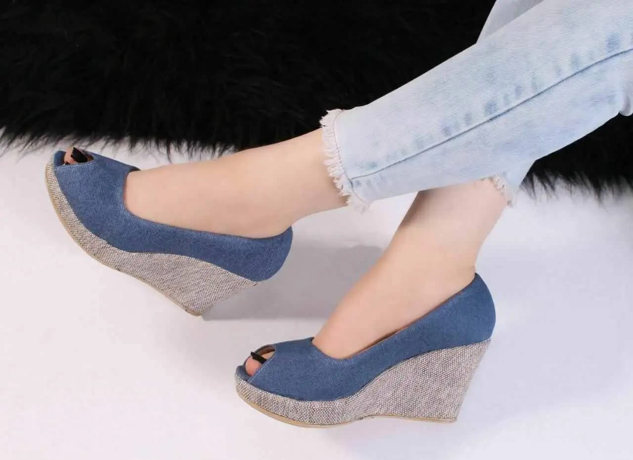 صندل لژدار حصیری (آبی) کد 4147