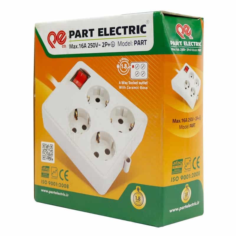 چند راهی 4 خانه ارت دار پارت الکتریک PE317 با کابل 1٫8 متری — تصویر ۲
