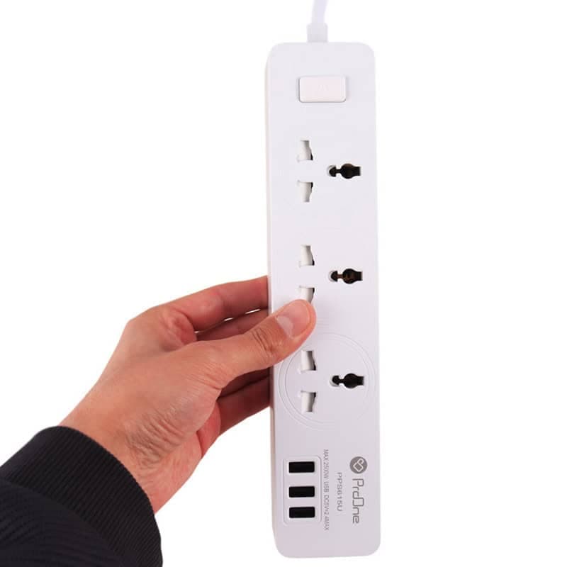 چند راهی 3 خانه برق ارت دار پرووان PPS615U با کابل 1.8 متری + شارژر USB — تصویر ۶