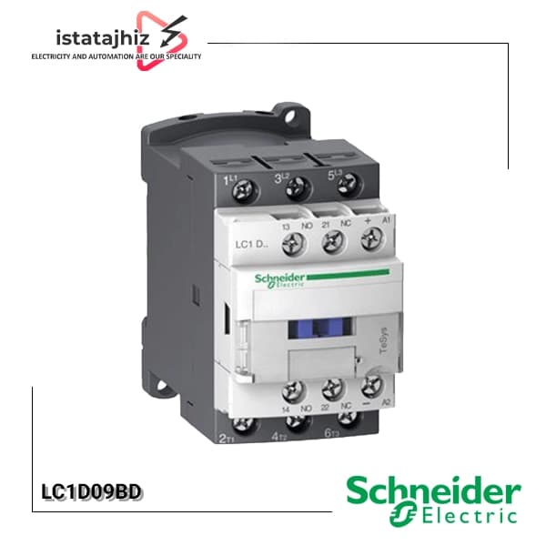 کنتاکتور 9 آمپر اشنایدر مدل LC1D09BD بوبین 24 ولت