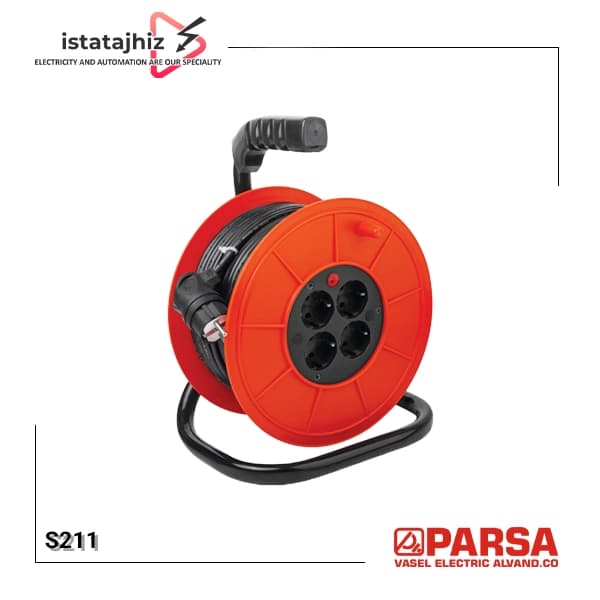 پریز سیار 4 خانه قرقره‌ای کوچک ارت‌دار برند پارسا