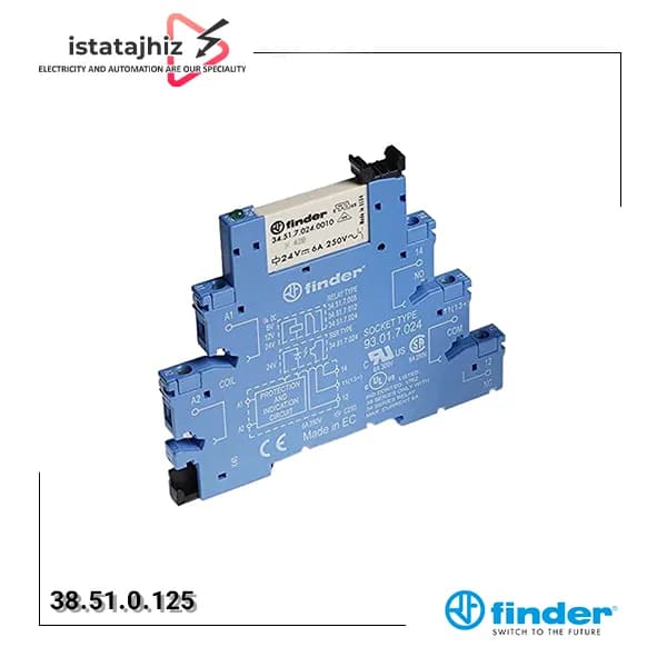 رله PLC فیندر 125V AC/DC تک کنتاکت چنج آور 38.51.0.125