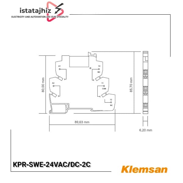 رله PLC باریک کلمسان مدل KPR-SWE-24VAC/DC-2C — تصویر ۲