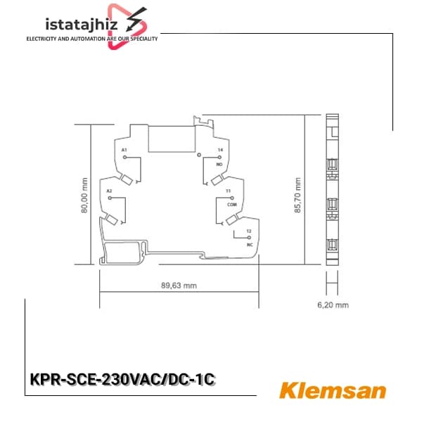 رله PLC باریک کلمسان مدل KPR-SCE-230VAC/DC-1C — تصویر ۳