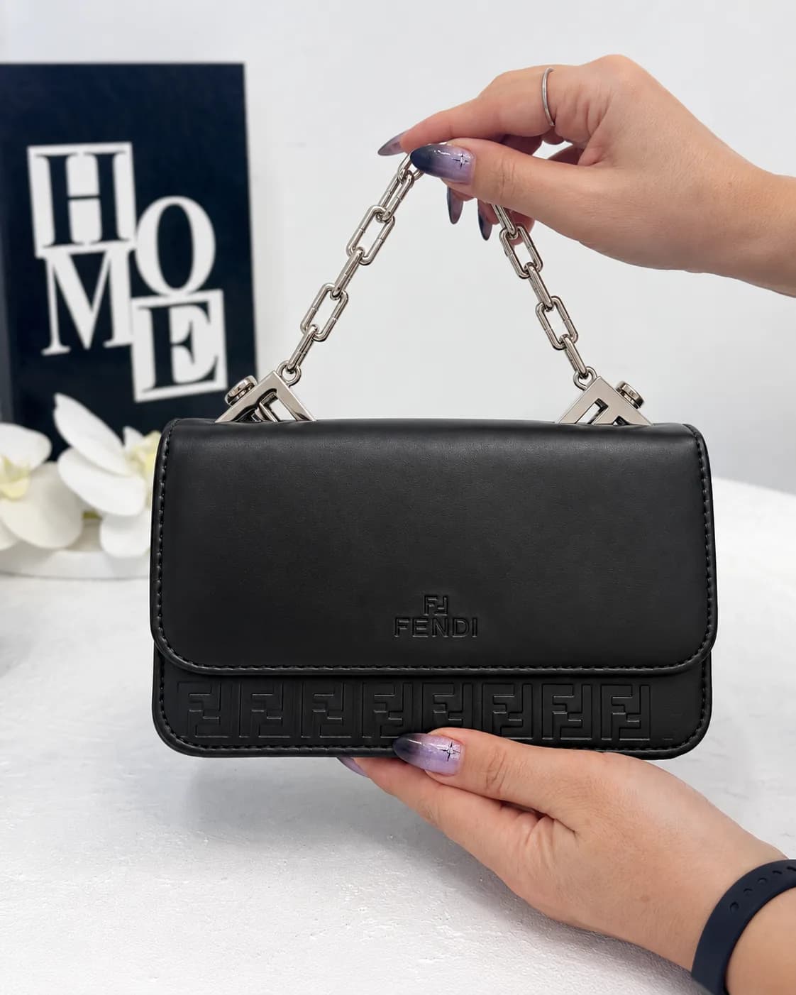 کیف دستی و دوشی زنانه فندی FENDI مشکی زنجیری