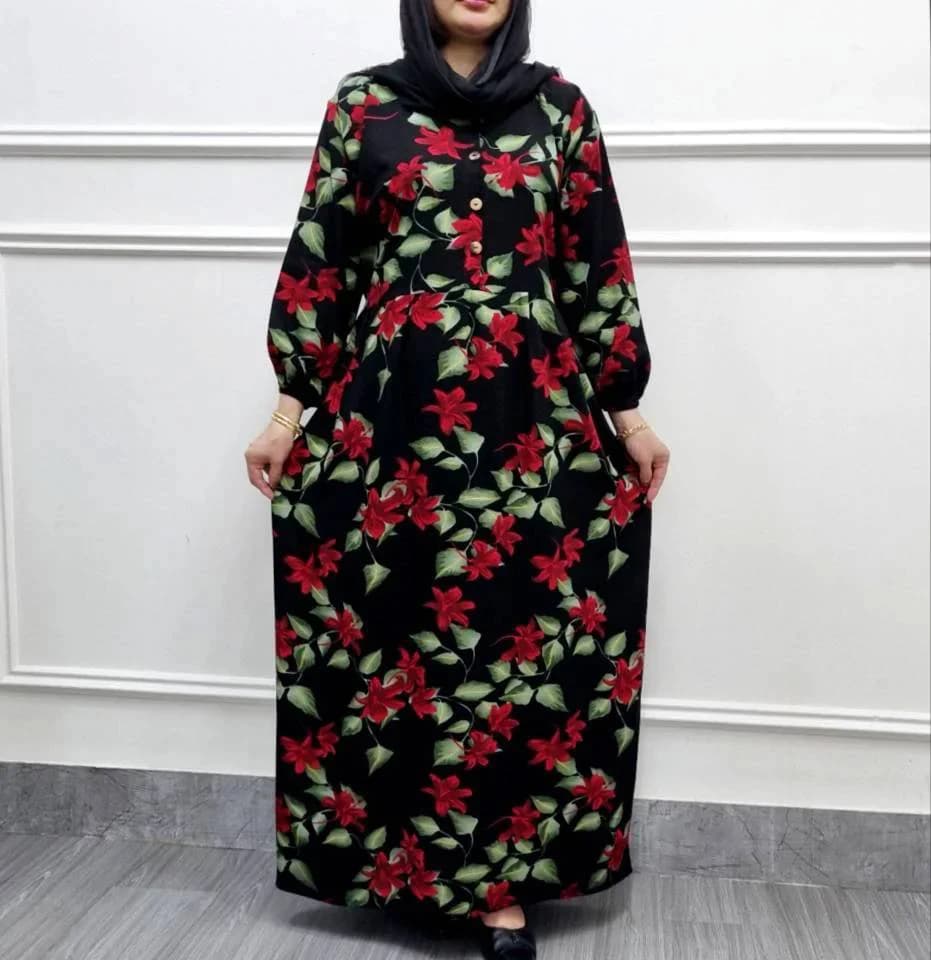 پیراهن ساحلی نخی گلدارمدل شیردهی طرح هل/کد29601