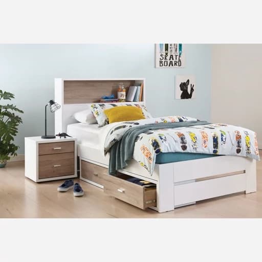 تخت خواب یک نفره همراه با میز پایتختی F884 مبلمان فرنا مدل 1145743
