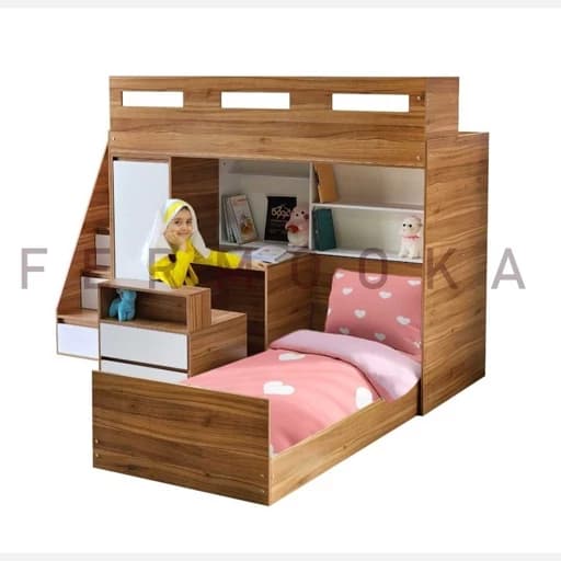 تخت خواب دوطبقه ای کودک ونوجوان مبلمان فرنا مدل 1145735