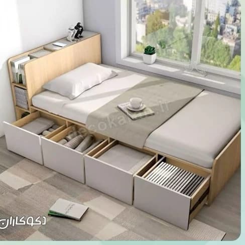 تخت خواب یک نفره کشودار F10038 مبلمان فرنا مدل 1145716